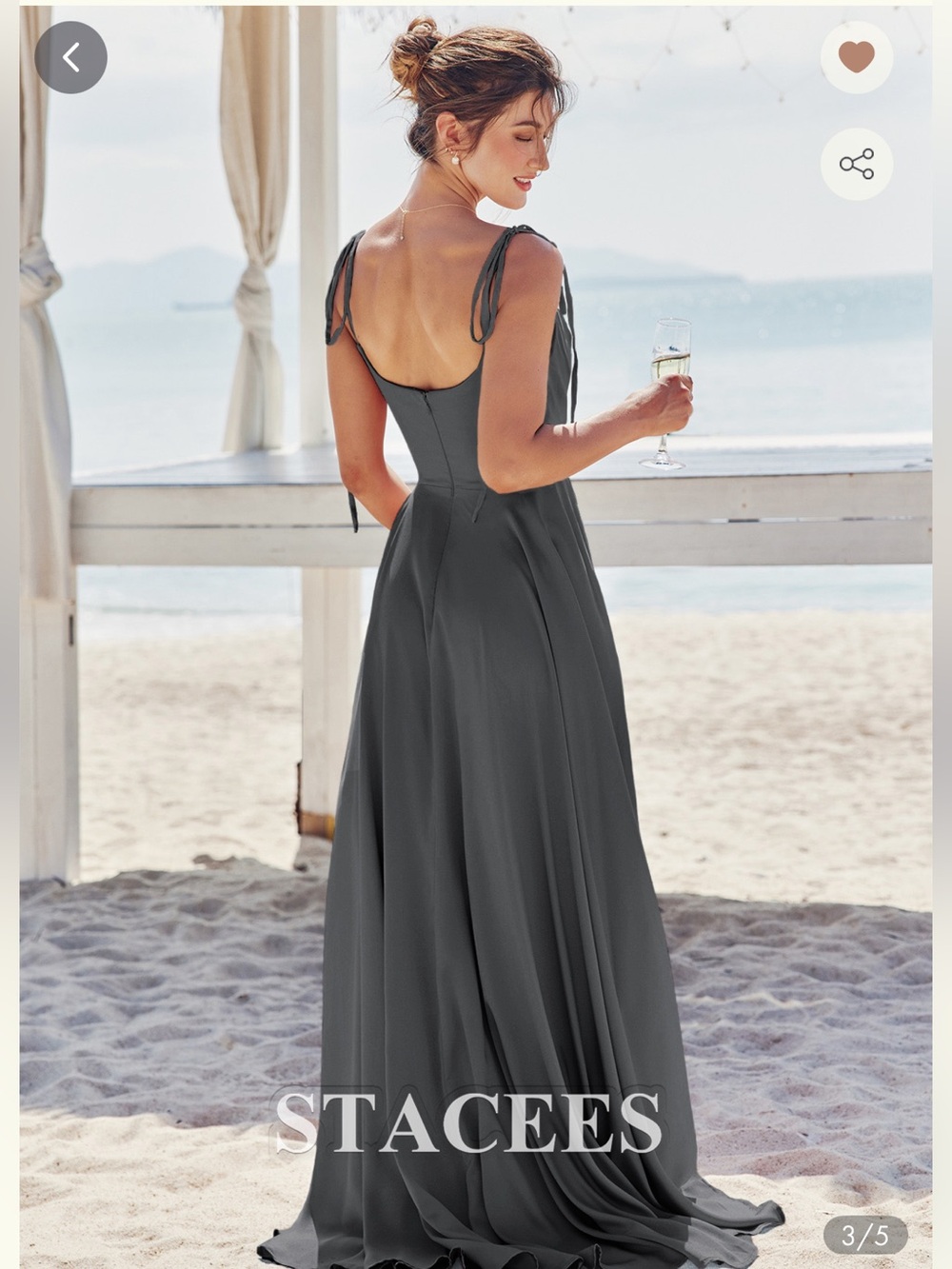 STACEES- Steele gray- Women's bridesmaid dress.